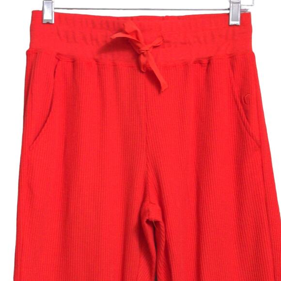 Zyia Active Womens Jogger Pants Red Waffle Knit High Rise Stretch Drawstring M - Picture 2 of 11